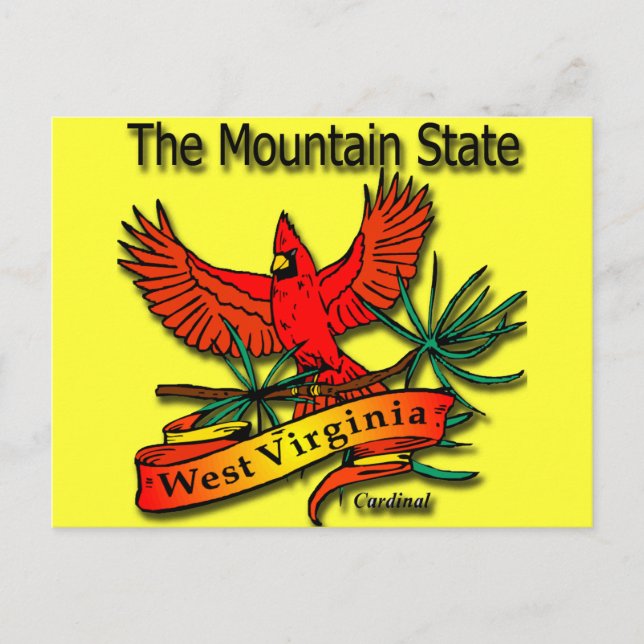 West Virginia Mountain Staat Kardinal Postkarte (Vorderseite)