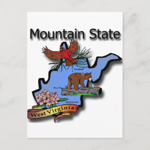 West Virginia Mountain State Cardinal Bear Rhodode Postkarte