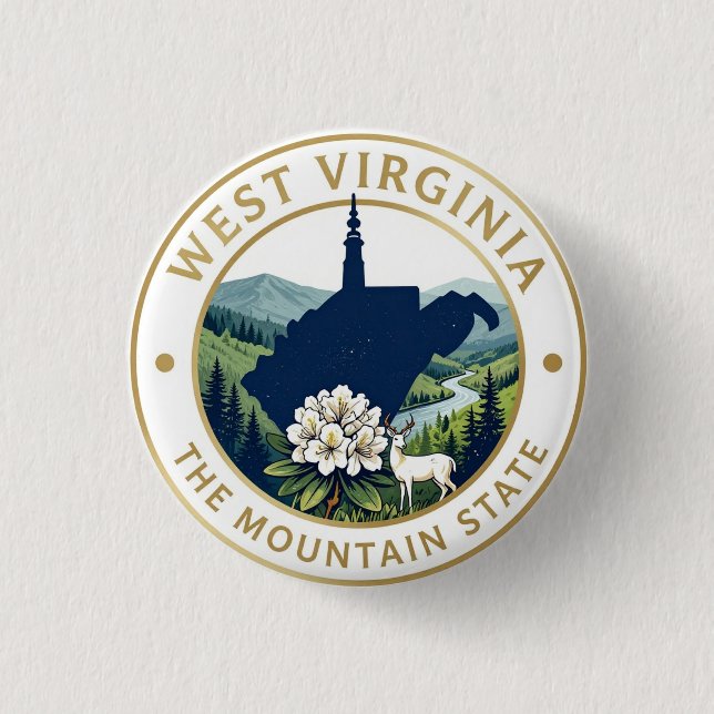 WEST VIRGINIA Mountain State Erbe Button (Vorderseite)