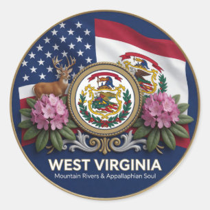 🏔️ West Virginia Mountain State Runder Aufkleber