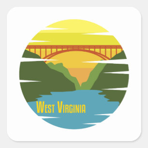 West Virginia New River Gorge Retro WV Reisegesche Quadratischer Aufkleber