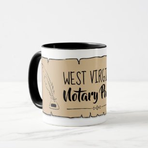 West Virginia Notary Public Scroll Feather Quill Tasse