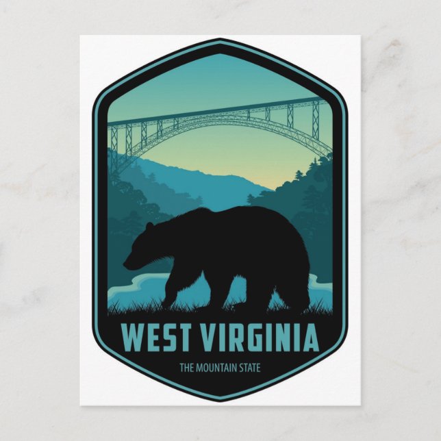 West Virginia Patriotic Spirit Vintager Bär Postkarte (Vorderseite)