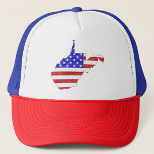 West Virginia Patriotic Staat Shaped American Flag Truckerkappe