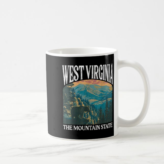 West Virginia Retro Bear Mountain Graphic Kaffeetasse (Rechts)