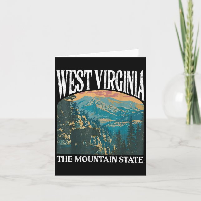 West Virginia Retro Bear Mountain Graphic Karte (Vorderseite)