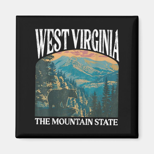 West Virginia Retro Bear Mountain Graphic Magnet (Vorne)