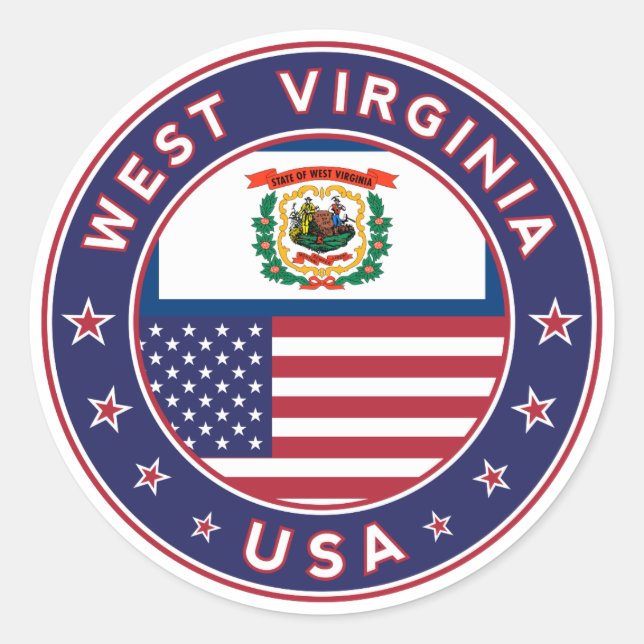 West Virginia Runder Aufkleber (Vorderseite)