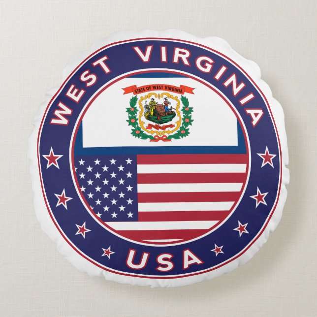 West Virginia Rundes Kissen (Vorderseite)