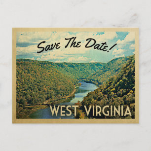 West Virginia Save The Date Fluss Natur Vintage Ankündigungspostkarte