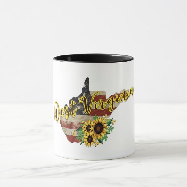 West Virginia/Sonnenblume/Flagge Tasse (Zentrum)