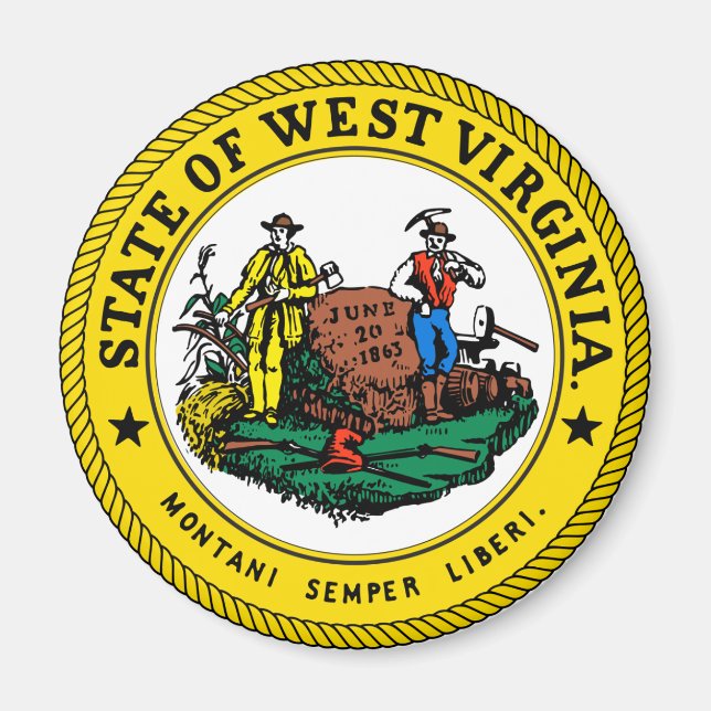 West Virginia Staat Siegel Magnet (Vorne)
