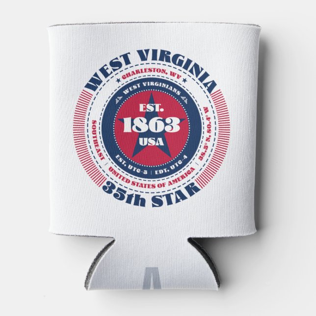 West Virginia Staatsstolz Monogram Cooler Dosenkühler (Vorderseite)