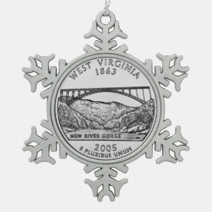 West Virginia State Quarter Schneeflocken Zinn-Ornament