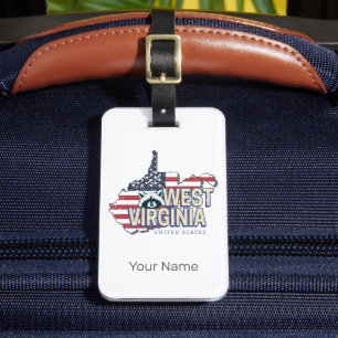 West Virginia United Staaten Retro Map Vintag USA Gepäckanhänger