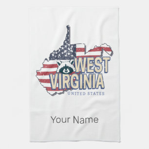 West Virginia United Staaten Retro Map Vintag USA Geschirrtuch