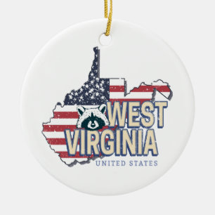 West Virginia United Staaten Retro Map Vintag USA Keramik Ornament