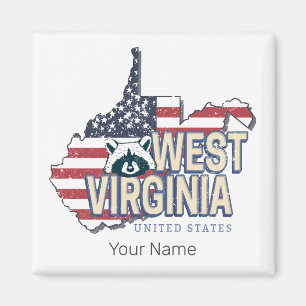 West Virginia United Staaten Retro Map Vintag USA Magnet