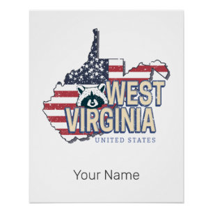 West Virginia United Staaten Retro Map Vintag USA Poster