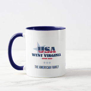 West Virginia USA 1863 personalisierter Blaustern- Tasse