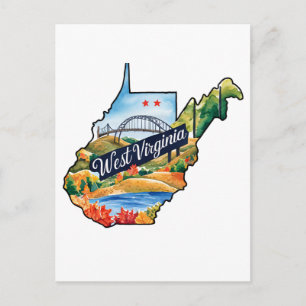 West Virginia USA Bundesstaat in Form von Vintage- Postkarte