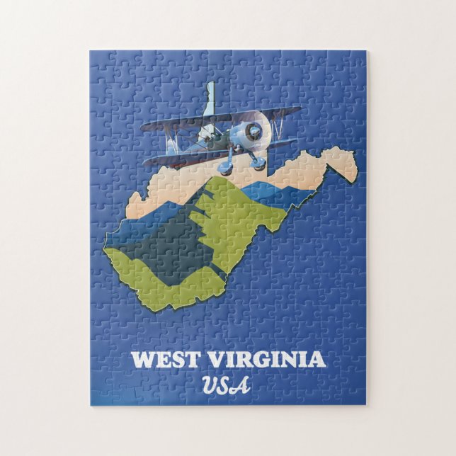 West Virginia USA Karte Puzzle (Vertikal)