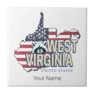 West Virginia Vereinigte Staaten Retro-Karte Vinta Fliese