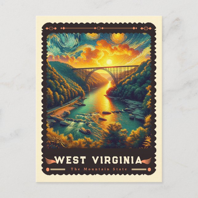 West Virginia | Vincent Van Gogh Inspiriert Postkarte (Vorderseite)
