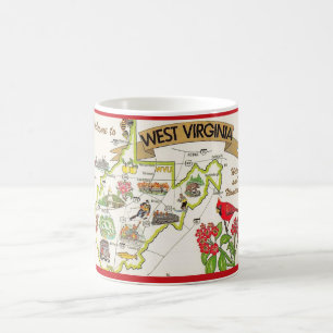 West Virginia Vintag Illustriert Kaffeetasse