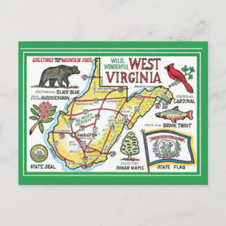 West Virginia Vintag Postcard Postkarte