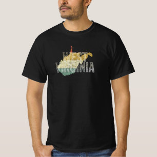 West Virginia Vintag Retro Sunset Distressed Map T-Shirt