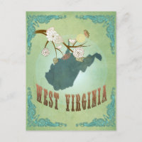 West Virginia Vintag Staat Map - Green