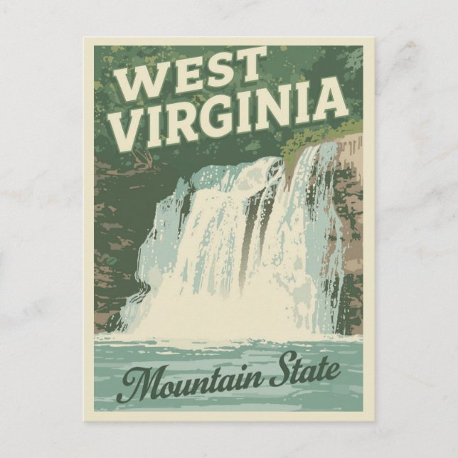 West Virginia Waterfall Vintage Travel Postkarte (Vorderseite)