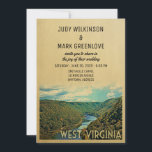 West Virginia Wedding Invitation Nature River Einladung<br><div class="desc">Eine einzigartige Vintage Hochzeitseinladung im Stil der Mitte des Jahrhunderts mit dem Hawks Nest Staat Park in dieser Naturlandschaft mit Waldbäumen und Fluss, der sich durch den Fluss schlängelt. Feiern Sie Ihre West Virginia Hochzeit in Urlaubsort mit dieser charmanten West Virginia Hochzeit einladen. Ideal für Hochzeiten im Camping und für...</div>