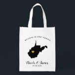 West Virginia Wedding Welcome Bag Black, Gold Tasc Wiederverwendbare Einkaufstasche<br><div class="desc">Füllen Sie diese Begrüßungstasche mit Lieblingsgerichten für Ihre Gäste aus,  wenn sie in West Virginia ankommen!</div>
