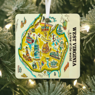 West Virginia Weltansicht Postkarte Ornament Aus Metall