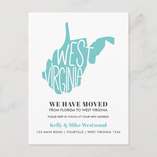 WEST VIRGINIA Wir haben neue Adresse Neue Zuhause  Postkarte (Vorderseite)