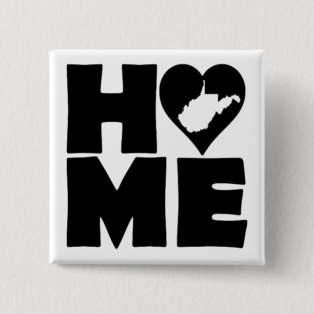 West Virginia Zuhause Heart Staat Button Abzeichen (Vorderseite)