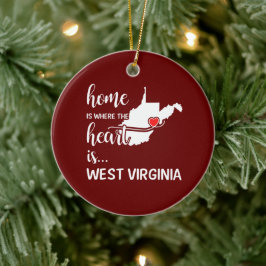 West Virginia Zuhause ist das Herz Keramik Ornament