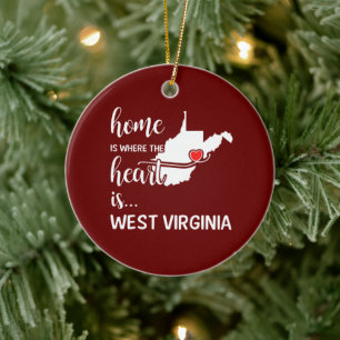 West Virginia Zuhause ist das Herz Keramik Ornament