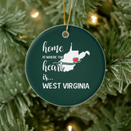 West Virginia Zuhause ist das Herz Keramik Ornament