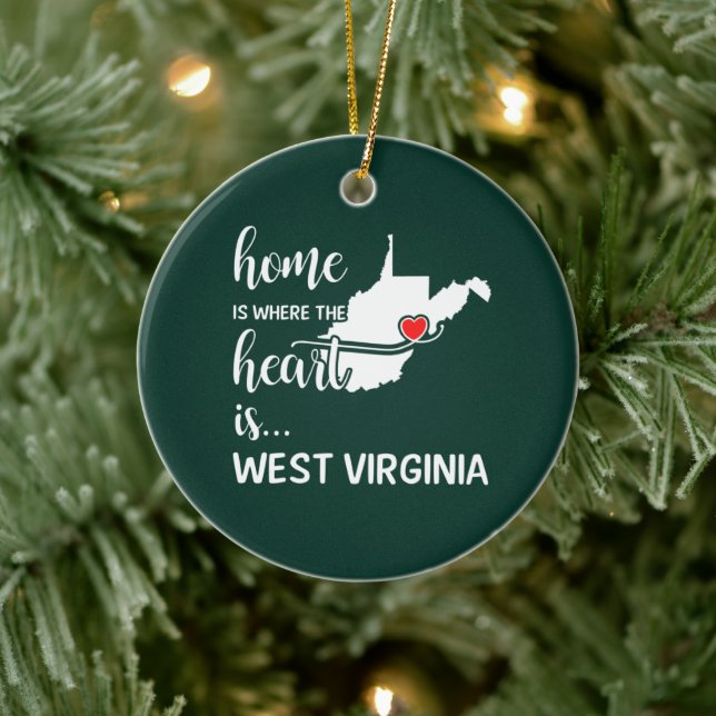 West Virginia Zuhause ist das Herz Keramik Ornament (Baum)