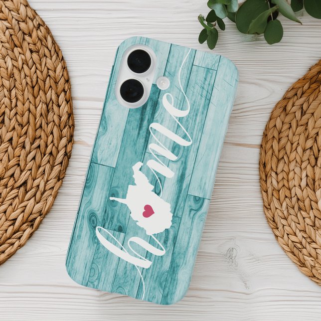 West Virginia Zuhause Staat Turquoise Wood Look Case-Mate iPhone Hülle (Von Creator hochgeladen)