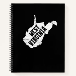 West Virginia Zuhause Vintag White Map Notizbuch