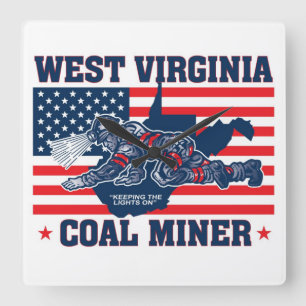 WEST- VIRGINIAkohlen-BERGMANN Quadratische Wanduhr