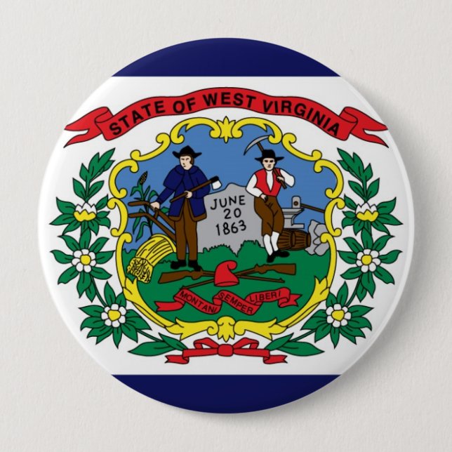 West- VirginiaStaats-Flagge Button (Vorderseite)