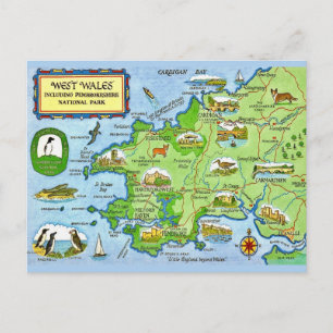 West-Wales-Vintage-Karte als Postkarte