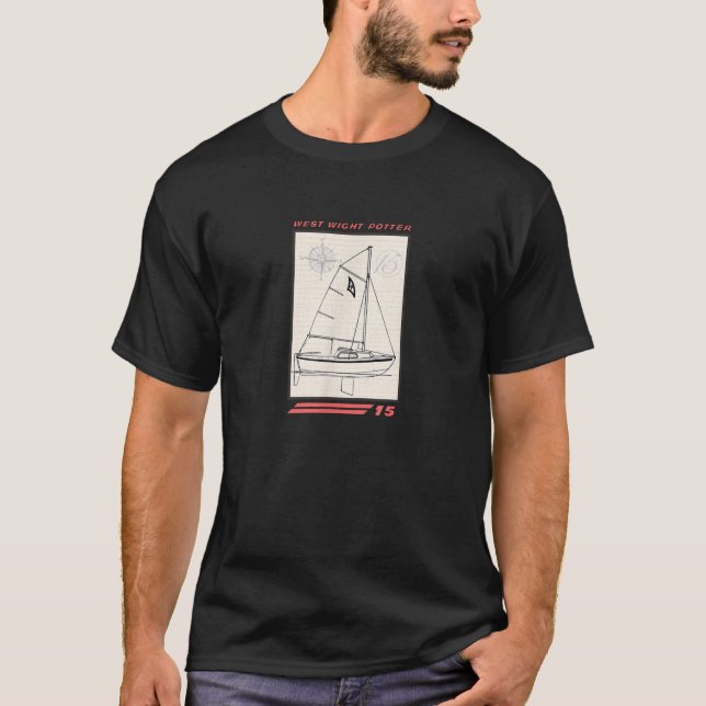 West Wight Potter 15 Sailboat Line Zeichnend T-Shirt (Vorderseite)