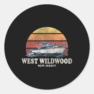 West Wildwood Nj Vintage-Schifffahrt 70er Retro-Bo Runder Aufkleber