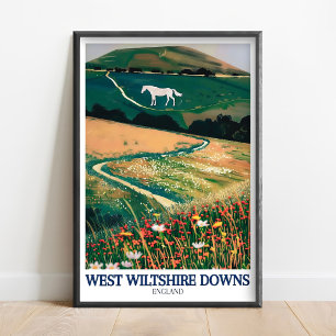 West Wiltshire Downs Druck - Westbury White Horse  Poster